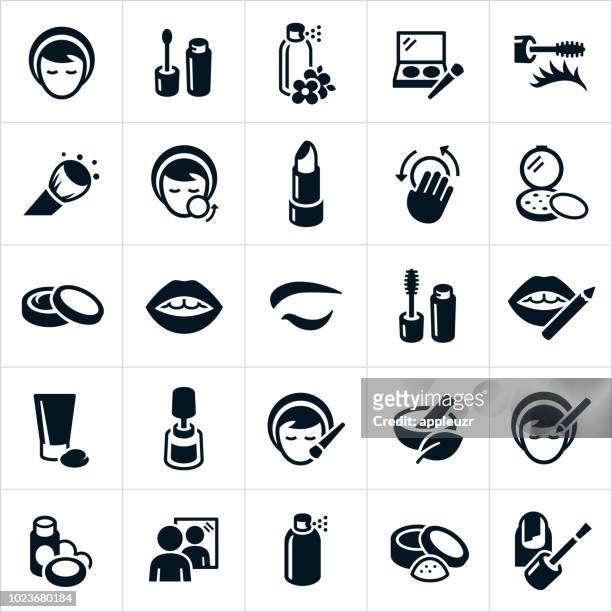 cosmetics icons - applying stock illustrations