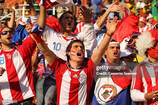 Paraguay fans enjoy the atmosphere ahead of the 2010 FIFA World Cup South Africa Group F match between Paraguay and New Zealand at Peter Mokaba...