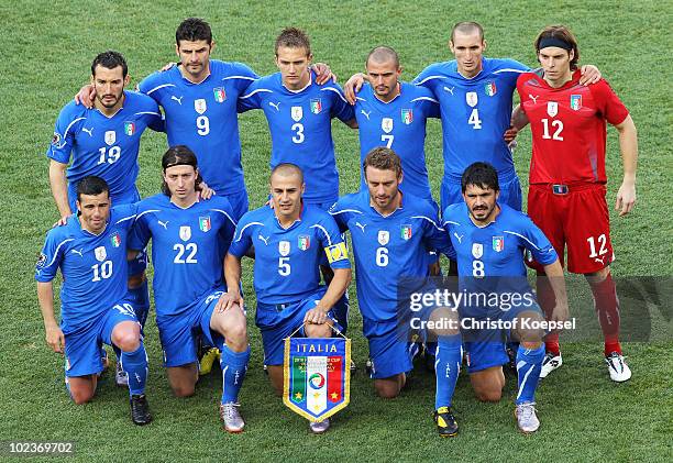 The Italy team line up for a group photo prior to the 2010 FIFA World Cup South Africa Group F match between Slovakia and Italy at Ellis Park Stadium...