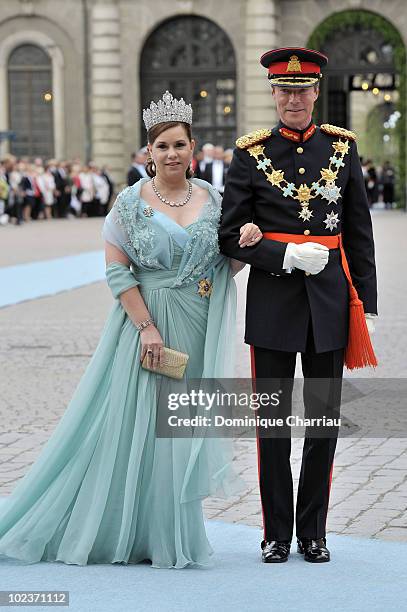 The Grand Duke Henri of Luxembourg and The Grand Duchess Maria Teresa of Luxembourg attend the wedding of Crown Princess Victoria of Sweden and...