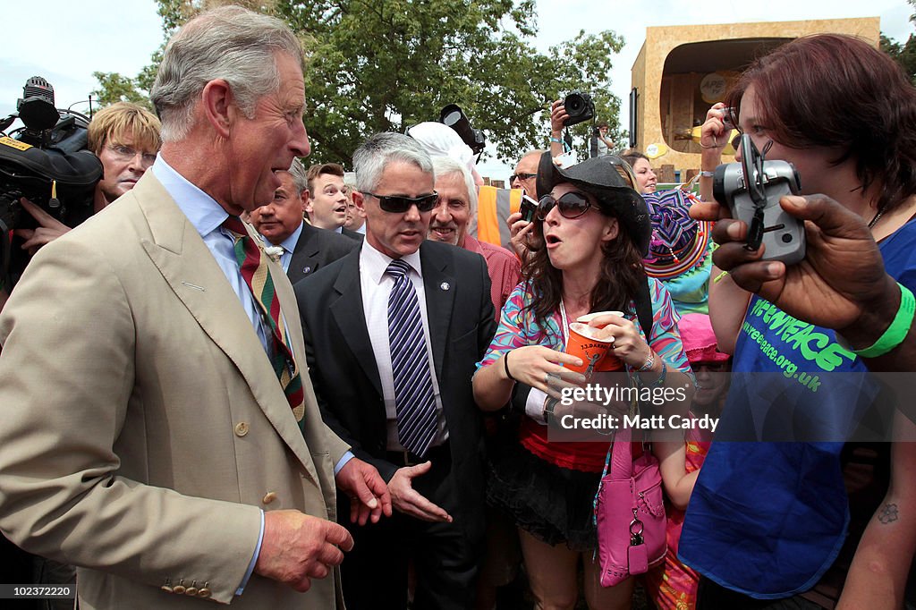 The Prince Of Wales Visits Glastonbury Festival On The 40th Anniversary