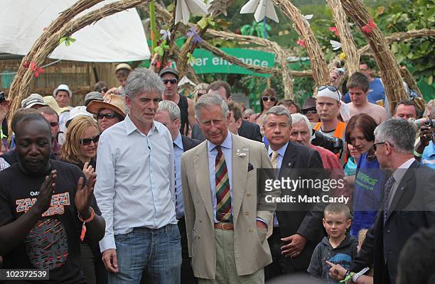 Prince Charles, the Prince of Wales, meets festival goers at Glastonbury Festival at Worthy Farm, Pilton on June 24, 2010 in Glastonbury, England....