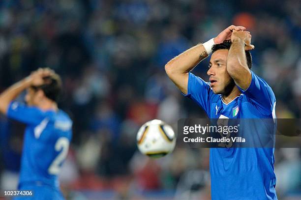 Fabio Quagliarella of Italy looks dejected during the 2010 FIFA World Cup South Africa Group F match between Slovakia and Italy at Ellis Park Stadium...