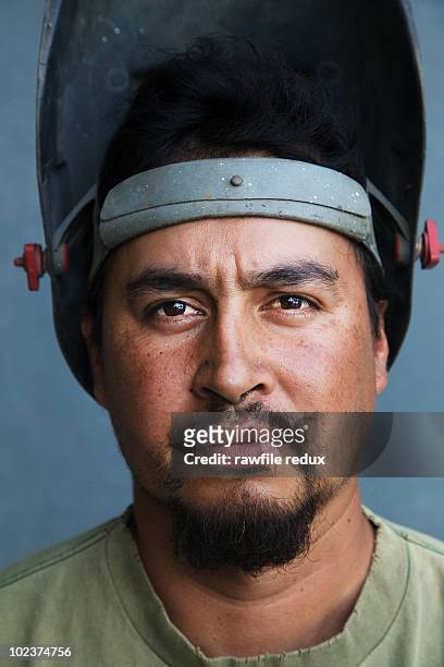 portrait of a welder - welding mask stock pictures, royalty-free photos & images