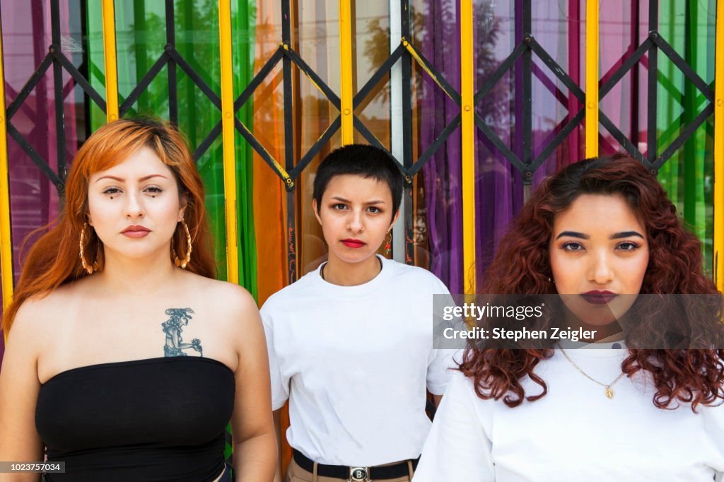 Portrait of three young Latina women