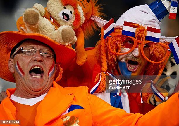 Dutch supporters cheer prior to their Group E first round 2010 World Cup football match Cameroon vs Netherlands on June 24, 2010 at Green Point...