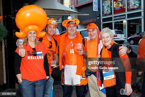 Fans pose during the 2010 FIFA World Cup South Africa Group E match between Cameroon and Netherlands at Cape Town Stadium on June 24, 2010 in Cape...