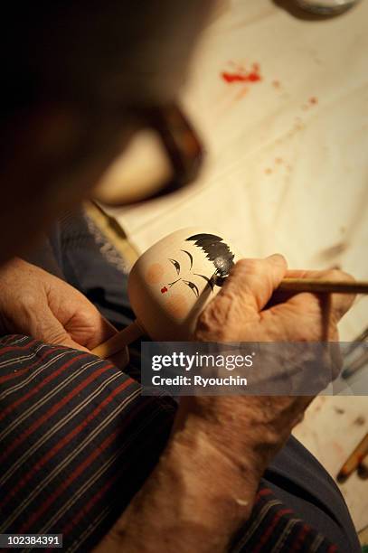 japanese artisan,kokeshidoll, - yamagata stock-fotos und bilder