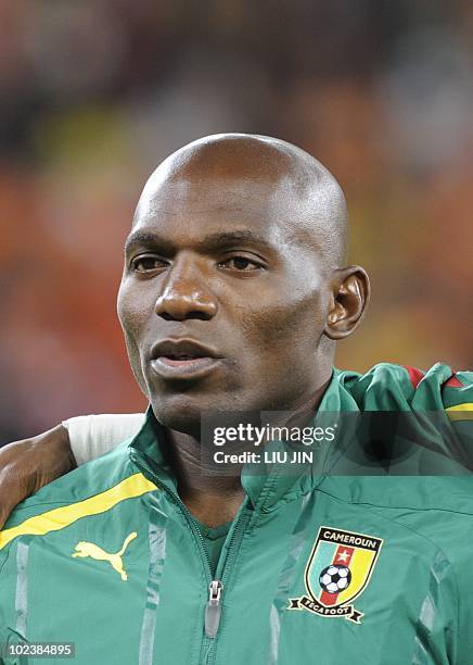 Cameroon's defender Geremi is pictured before the Group E first round 2010 World Cup football match Netherlands versus Cameroon on June 24, 2010 at...