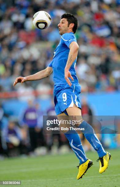 Vincenzo Iaquinta of Italy controls the ball during the 2010 FIFA World Cup South Africa Group F match between Slovakia and Italy at Ellis Park...