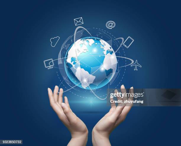 global network concept - holding globe stock pictures, royalty-free photos & images