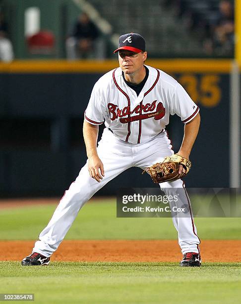 Chipper Jones of the Atlanta Braves against the Tampa Bay Rays at Turner Field on June 15, 2010 in Atlanta, Georgia.