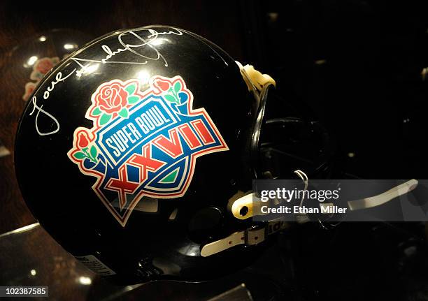 Michael Jackson's signed Riddell football helmet with Super Bowl XXVII logos that was given to the singer after he performed at the game's halftime...