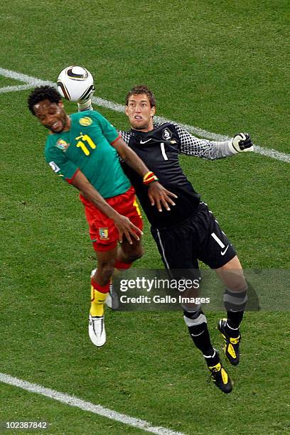 Goalkeeper Maarten Stekelenburg of the Netherlands during the 2010 FIFA World Cup South Africa Group E match between Cameroon and Netherlands at Cape...