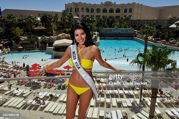 Miss USA 2010, Rima Fakih, appears at the Mandalay Bay Beach June 24, 2010 in Las Vegas, Nevada. Fakih will represent the United States in the 2010...