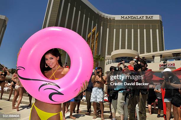 Miss USA 2010, Rima Fakih, appears at the Mandalay Bay Beach June 24, 2010 in Las Vegas, Nevada. Fakih will represent the United States in the 2010...