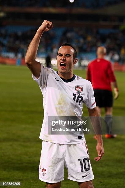 World Cup: USA Landon Donovan victorious after game winning goal during 91st minute vs Algeria during Group C - Match 38 at Loftus Versfeld Stadium....