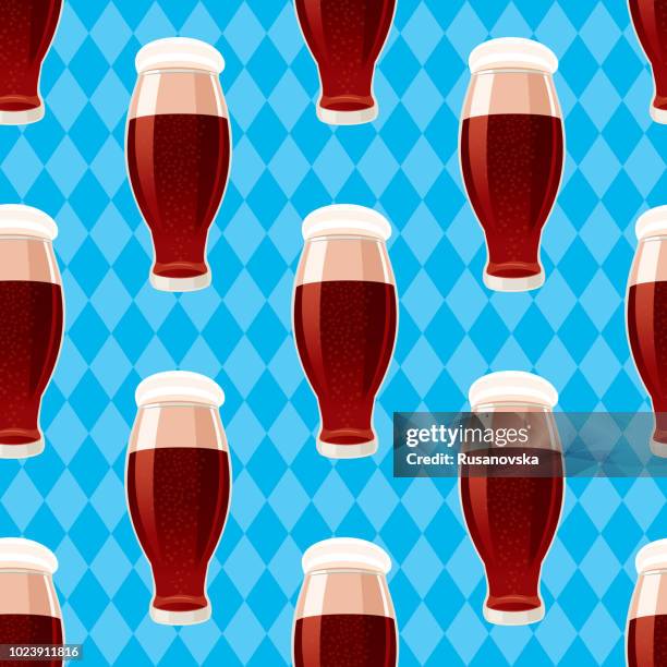 dark beer seamless pattern - soft pretzel stock illustrations