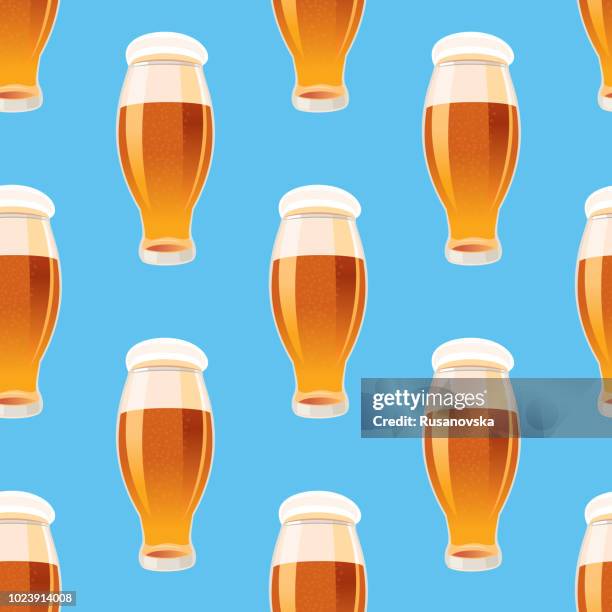 beer seamless pattern - soft pretzel stock illustrations