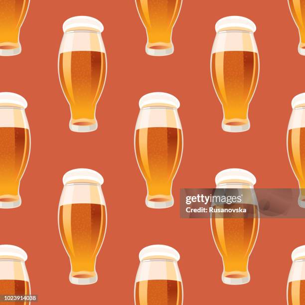 beer seamless pattern - soft pretzel stock illustrations