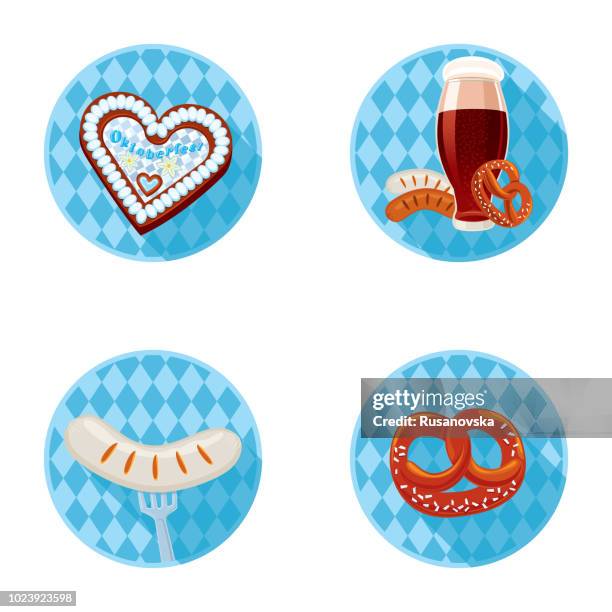 set of beer fest icons - oktoberfest 2018 stock illustrations