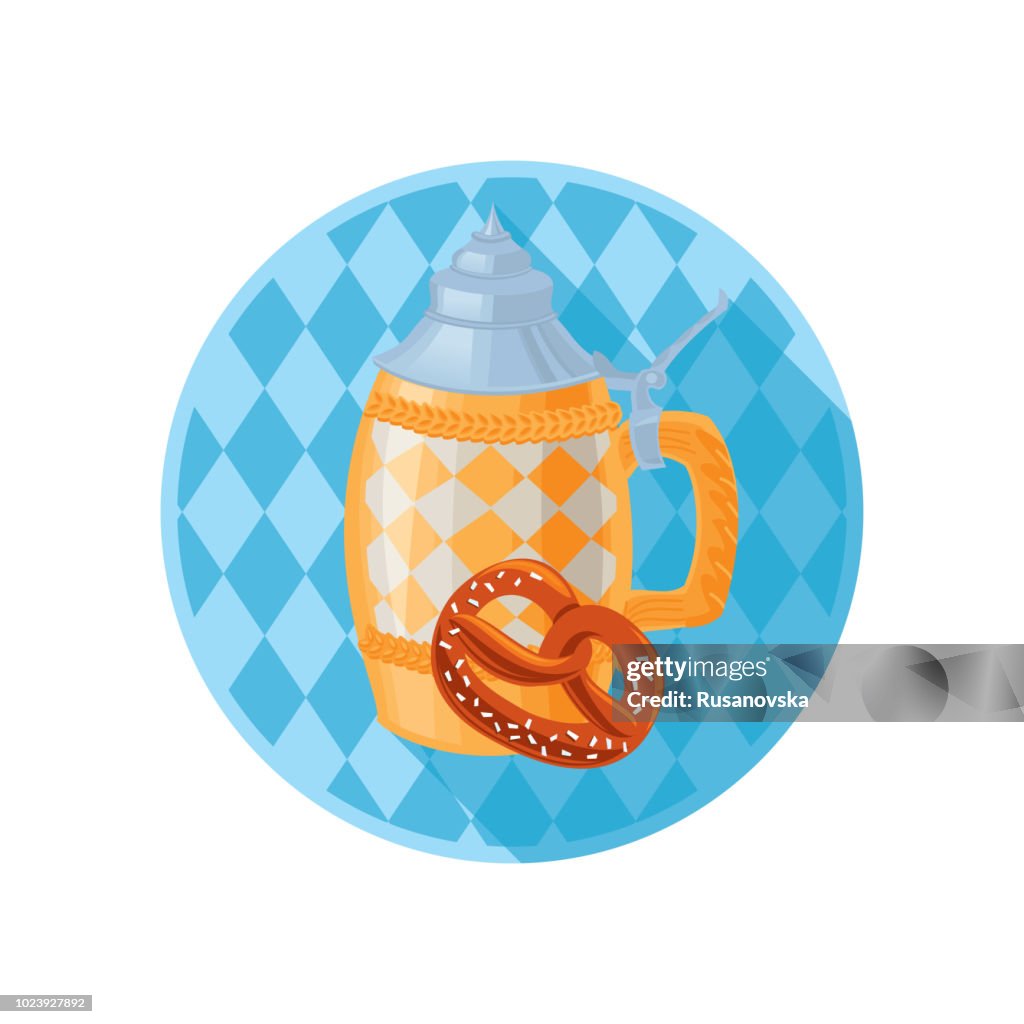 Bière et icône de bretzel. Oktoberfest