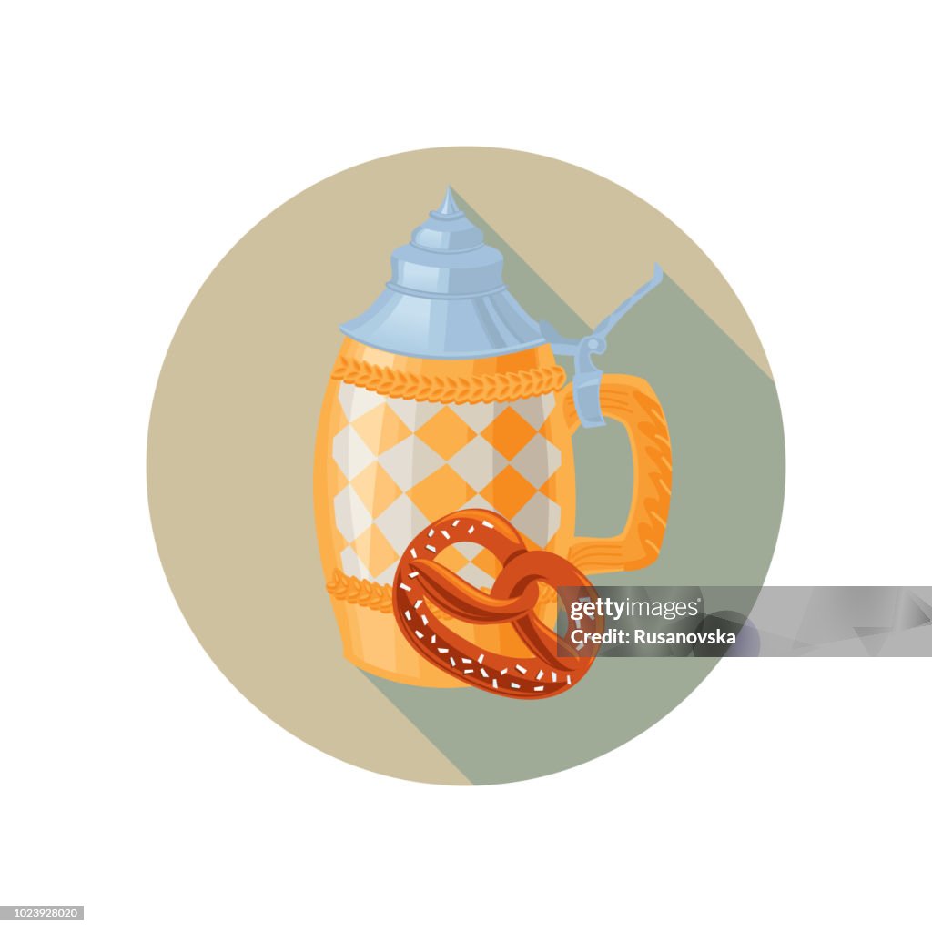 Beer and Pretzel Icon. Beer Fest