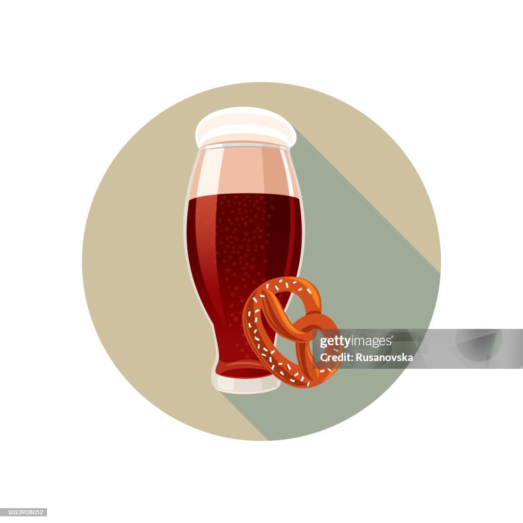 Beer and Pretzel Icon. Beer Fest