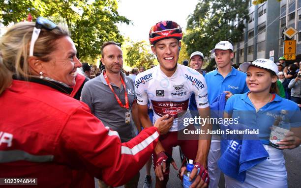 Arrival / Nils Politt of Germany and Team Katusha - Alpecin White Best Young Jersey / c Nier Manager / Celebration / during the 33rd Deutschland Tour...