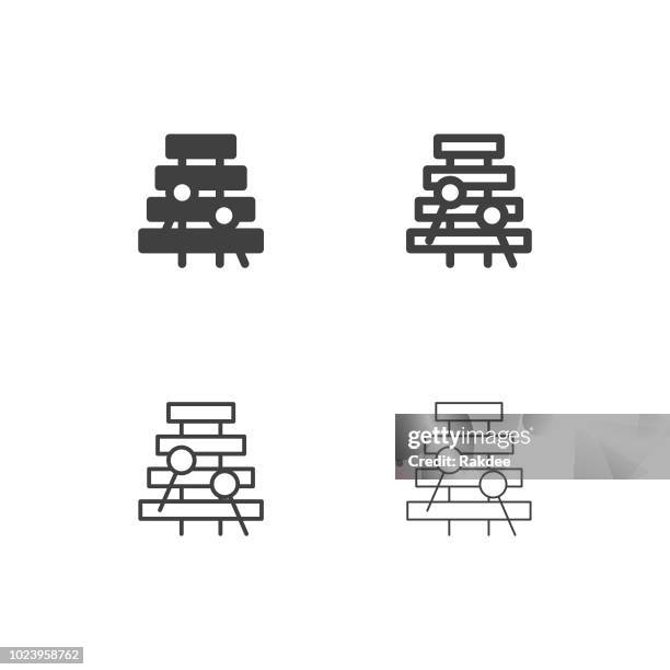 xylophone icons - multi series - guitar strings stock illustrations