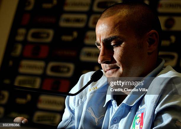 Fabio Cannavaro of Italy during the Italy Team Press Conference after their early exit at the 2010 FIFA World Cup on June 25, 2010 in Centurion,...