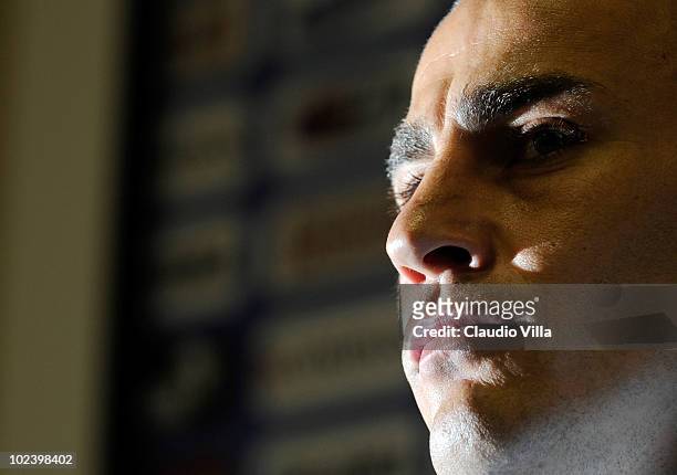 Fabio Cannavaro of Italy during the Italy Team Press Conference after their early exit at the 2010 FIFA World Cup on June 25, 2010 in Centurion,...
