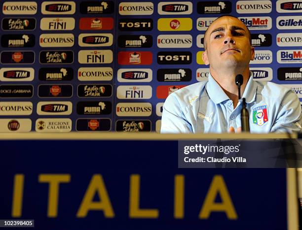 Fabio Cannavaro of Italy during the Italy Team Press Conference after their early exit at the 2010 FIFA World Cup on June 25, 2010 in Centurion,...