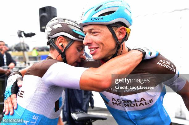 Arrival / Oliver Naesen of Belgium and Team AG2R La Mondiale / Clement Venturini of France and Team AG2R La Mondiale / Celebration / during the 82nd...