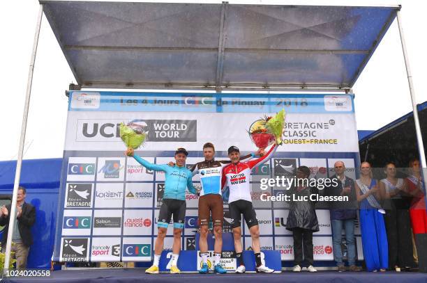 Podium / Michael Valgren Andersen of Denmark and Team Astana Pro Team / Oliver Naesen of Belgium and Team AG2R La Mondiale / Tim Wellens of Belgium...