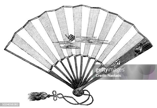 stockillustraties, clipart, cartoons en iconen met vintage fan - drawing art product