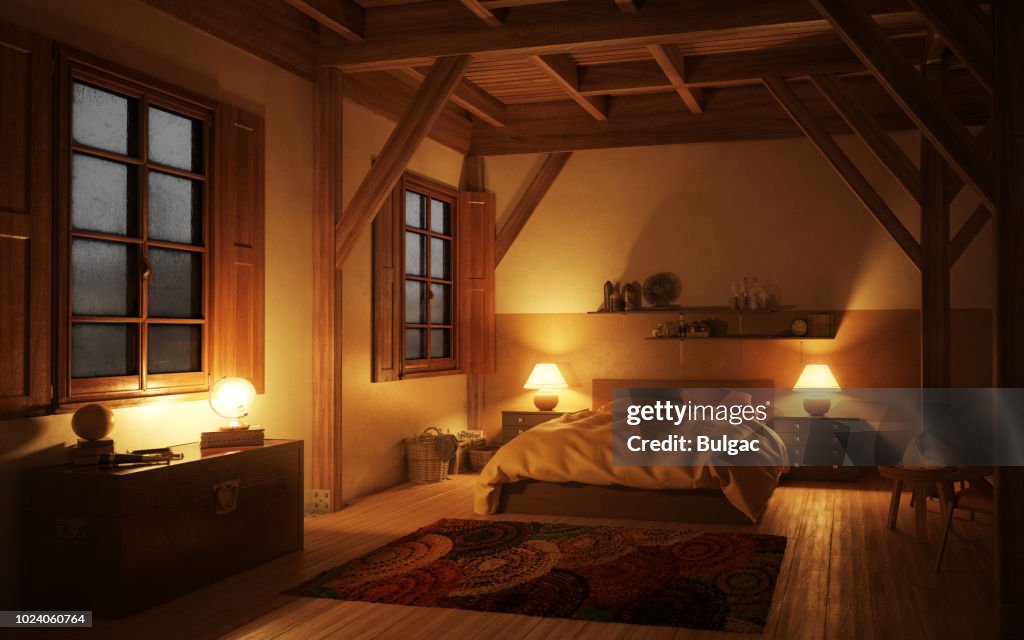 Gezellige en rustieke slaapkamer (Night)