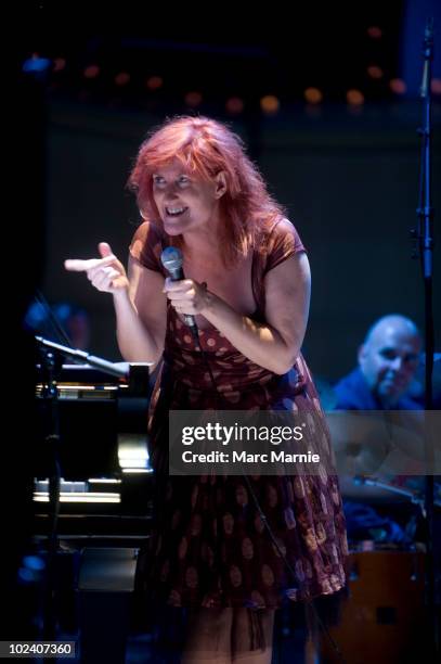 The Squadronaires RAF Big Band and Eddi Reader perform on stage in a special concert to raise money for wounded in Britain's current conflicts at...