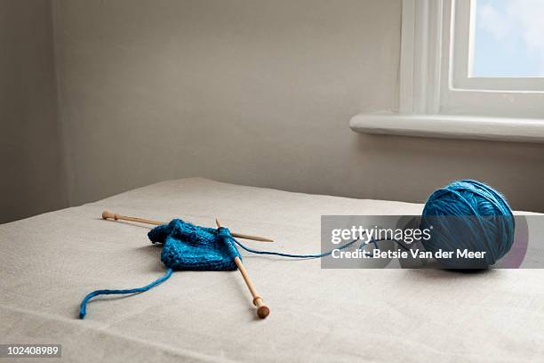 stilllife of knitting. - wol stockfoto's en -beelden