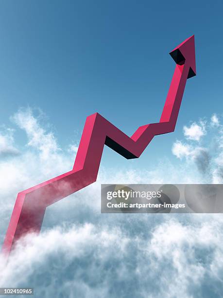 a rising chart going into the blue sky - chart upward stock-fotos und bilder