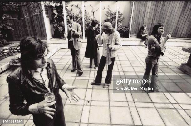 Monty Python gang Terry Jones, John Cleese, Michael Palin, Eric Idle, Graham Chapman, Terry Gilliam, Los Angeles, May 16th, 1975.