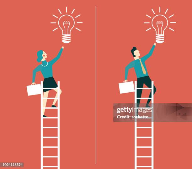 climbing ladder - catching light bulb - man changing lightbulb stock illustrations