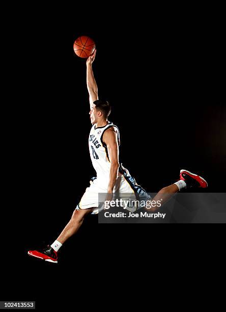 Greivis Vasquez of the Memphis Grizzlies poses for a portrait after a press conference to introduce the draft picks on June 25, 2010 at FedExForum in...