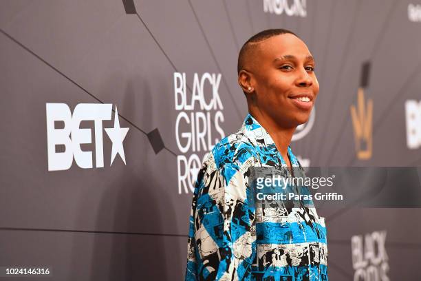 Lena Waithe attends the Black Girls Rock! 2018 Red Carpet at NJPAC on August 26, 2018 in Newark, New Jersey.