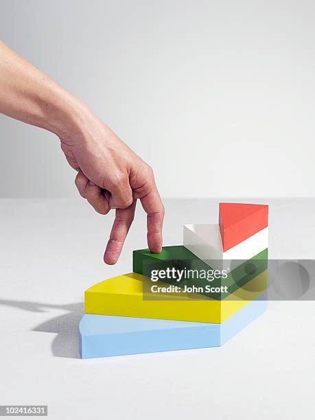 fingers going up the steps of a pie chart - hand stairs stock pictures, royalty-free photos & images