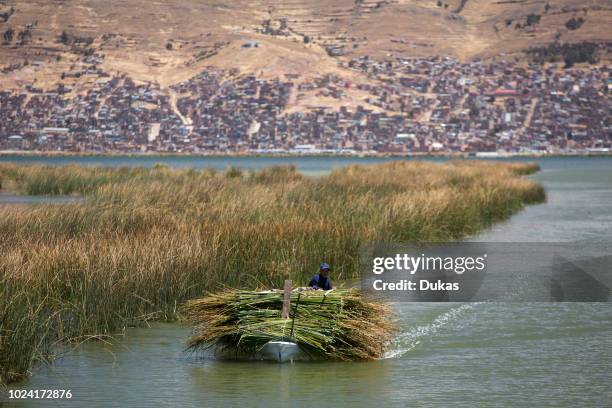 Uros, reed island, lake Titicaca.