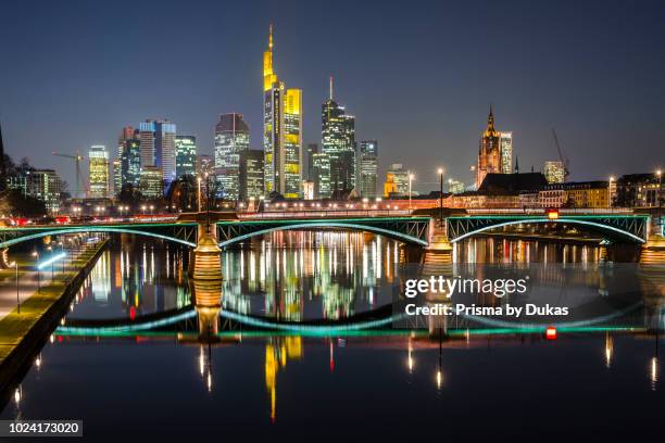 Skyline, Ignaz-Bubis-Bridge, financial district, Frankfurt on Main.