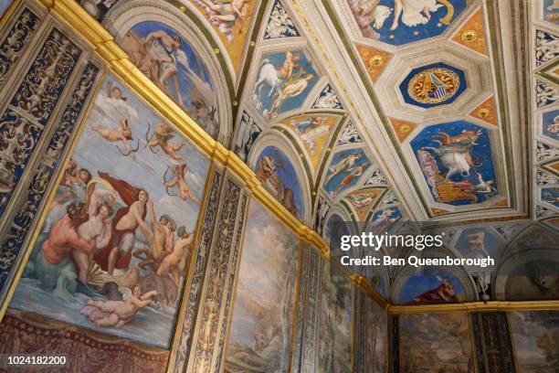 a fresco in the villa farnesina titled "the triumph of galatea" painted by raphael in 1514 - roman fresco stock pictures, royalty-free photos & images