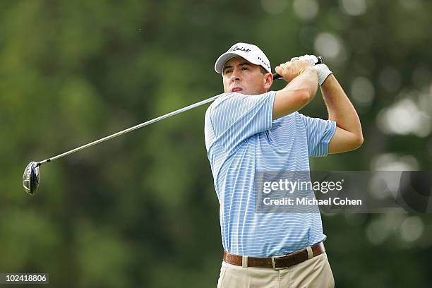 Ben Curtis hits a drive during the second round of the Travelers Championship held at TPC River Highlands on June 25, 2010 in Cromwell, Connecticut.