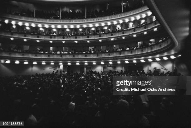 An audience in Carnegie Hall, New York City, during a Chuck Berry concert, circa 1970.